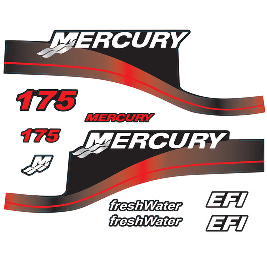 Mercury 2-Stroke 175hp freshWater Optimax Outboard Cowling Cover Sticker Red Replacement - Image 1 - XRmarine