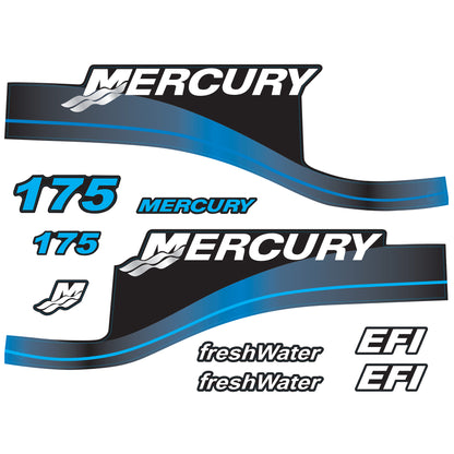 Mercury 2-Stroke 175hp freshWater Optimax Outboard Cowling Cover Sticker Blue Replacement - Image 1 - XRmarine