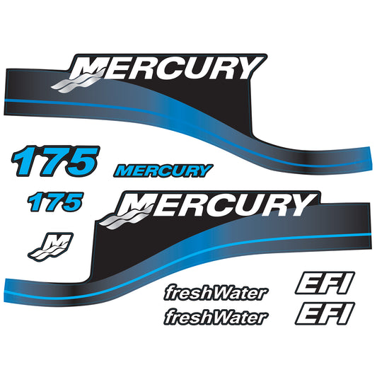 Mercury 2-Stroke 175hp freshWater Optimax Outboard Cowling Cover Sticker Blue Replacement - Image 1 - XRmarine