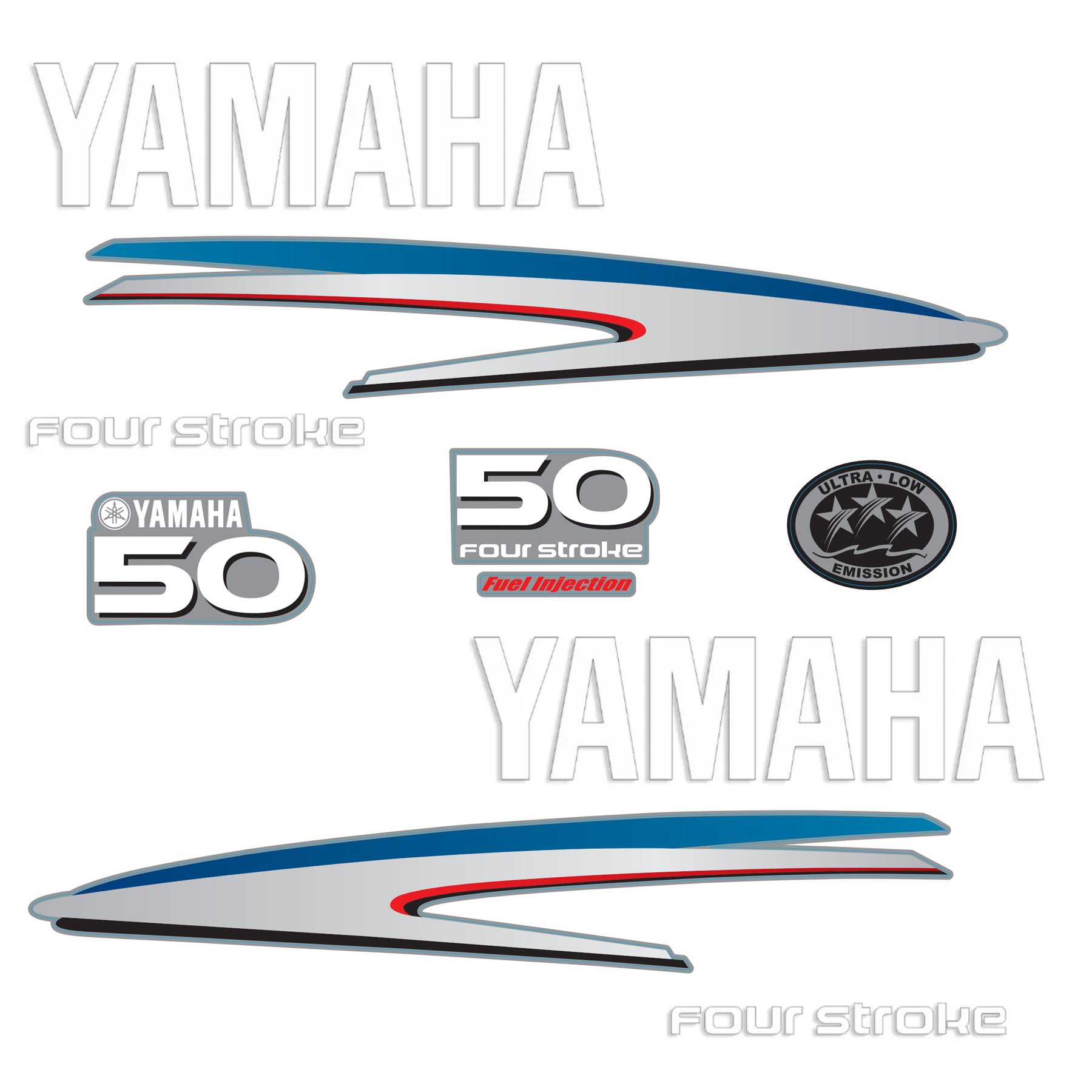 Yamaha 4-Stroke 50hp EFI Outboard Motor Cowling Cover Sticker - Image 1 - XRmarine