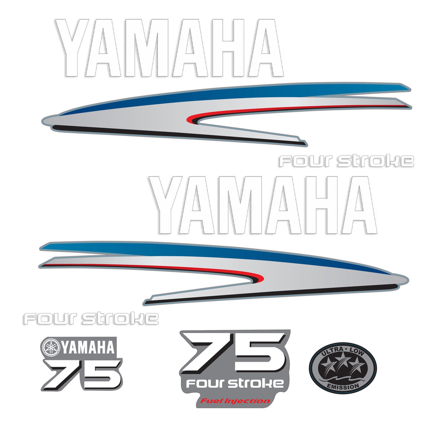 Yamaha 4-Stroke 75hp EFI Outboard Motor Cowling Cover Sticker - Image 2 - XRmarine
