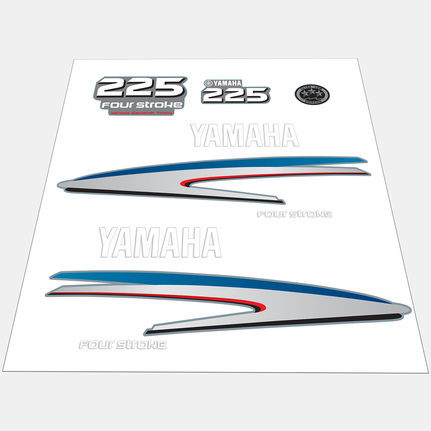 Yamaha 4-Stroke 225hp V6 VCT Outboard Motor Cowling Cover Sticker - Image 1 - XRmarine