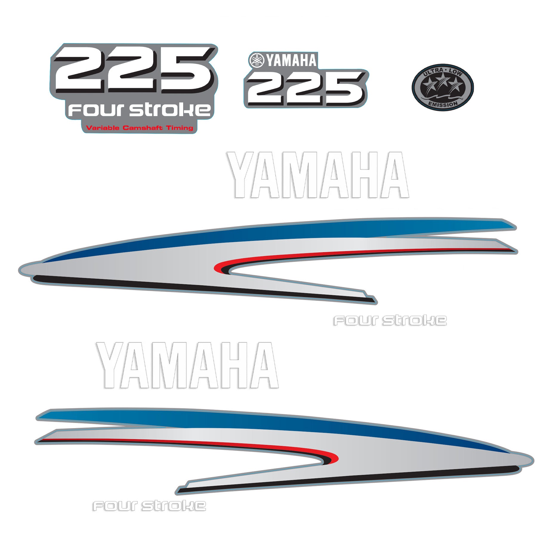 Yamaha 4-Stroke 225hp V6 VCT Outboard Motor Cowling Cover Sticker - Image 2 - XRmarine