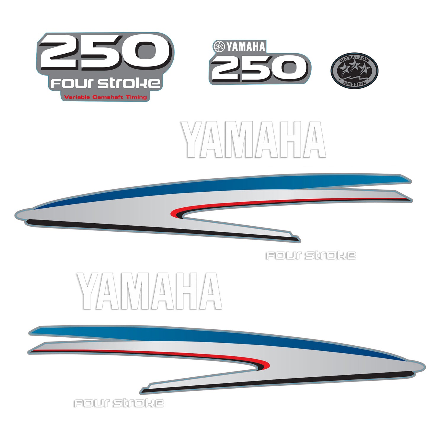 Yamaha 4-Stroke 250hp VCT Outboard Motor Cowling Cover Sticker - Image 2 - XRmarine