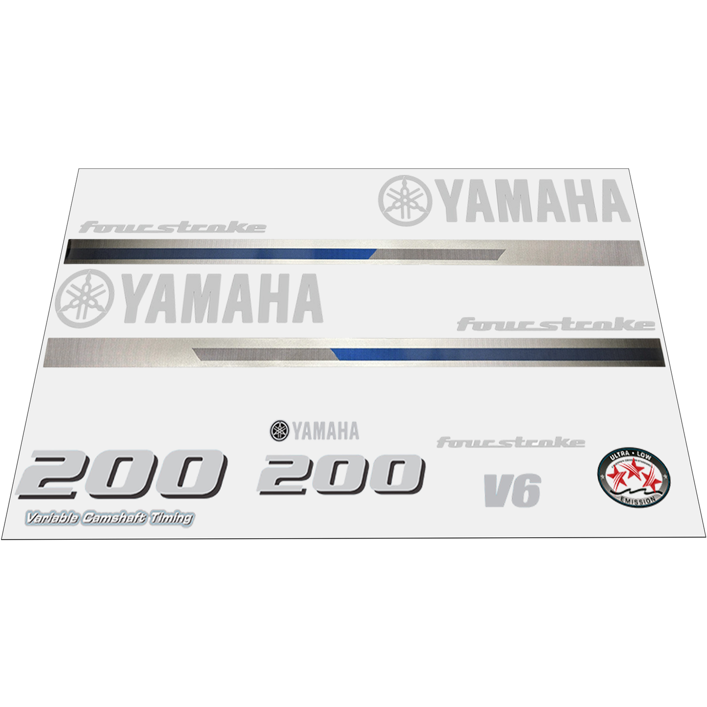 Yamaha 4-Stroke 200hp V6 VCT Outboard Motor Cowling Cover Sticker - Image 1 - XRmarine