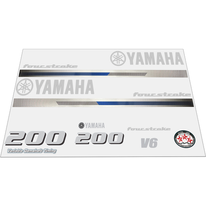 Yamaha 4-Stroke 200hp V6 VCT Outboard Motor Cowling Cover Sticker - Image 1 - XRmarine